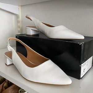 J Crew White Leather Slingback